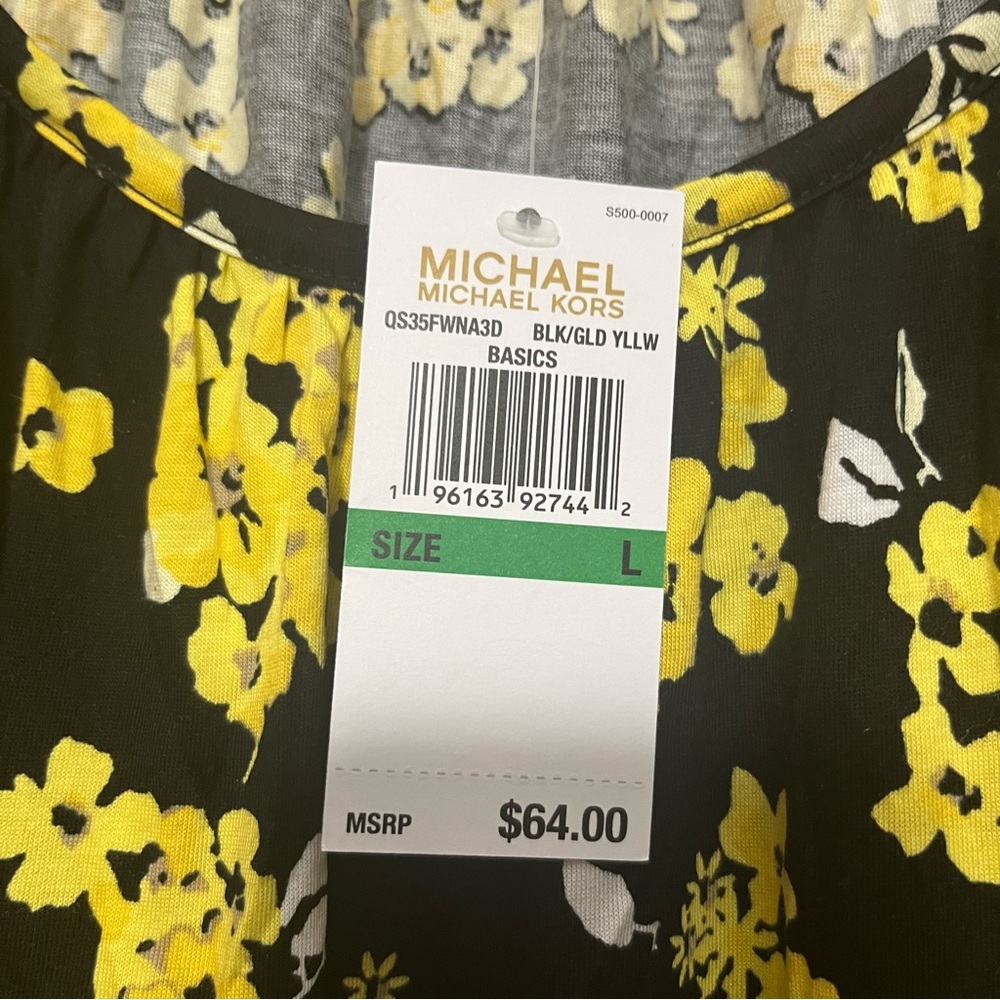 Michael Michael Kors Black/Yellow Bell Sleeve Top Size Large NWT - Picture 13 of 13